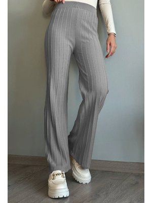 Kalın Fitilli Gri Triko Pantolon Kalın Fitilli Gri Triko Pantolon