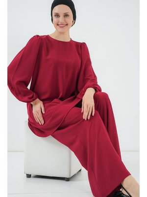 Bordo Ayrobin Tunik Pantolon Alt Üst Takım Bordo Ayrobin Tunik Pantolon Alt Üst Takım
