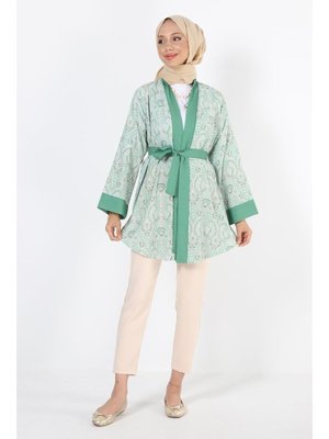 2121_desenli Beli Kuşaklı Kimono 2121_desenli Beli Kuşaklı Kimono