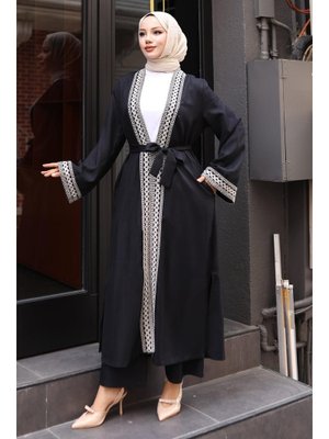 Siyah Etnik Desenli Kimono Takım Siyah Etnik Desenli Kimono Takım