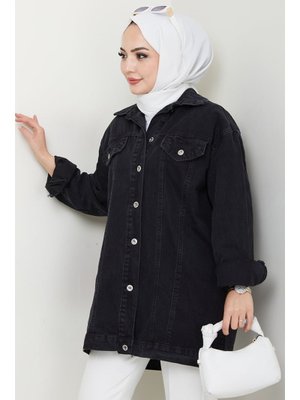 Antrasit Saren Oversize Kot Ceket
