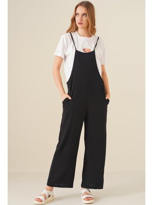 Siyah Askılı Bahçivan Tulum