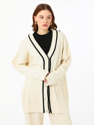 Krem Triko Hırka Pantolon Takım