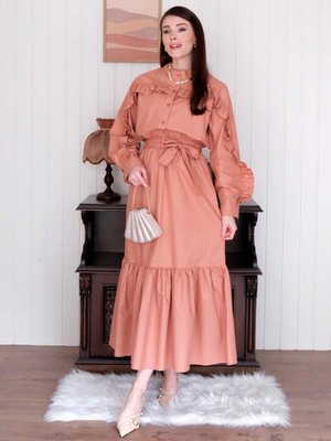 Somon Etek & Fırfır Detay Gömlek Takım Somon Etek & Fırfır Detay Gömlek Takım