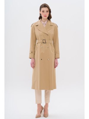 Pelerin Ve Apolet Detaylı Çıt Kapamalı Su İtici Özellikli Trençkot Kamel