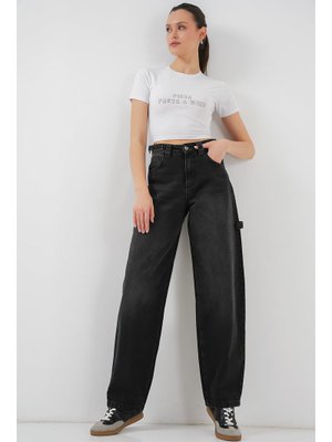 Siyah Yüksek Bel Kot Pantolon Siyah Yüksek Bel Kot Pantolon