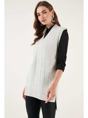 Gri Lela Süveter Kar