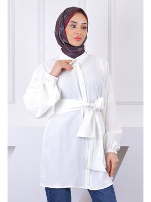 Ekru Bel Kuşaklı Tunik Ekru Bel Kuşaklı Tunik