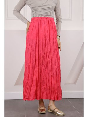 Fuşya Bel Lastikli Kraş Etek Fuşya Bel Lastikli Kraş Etek