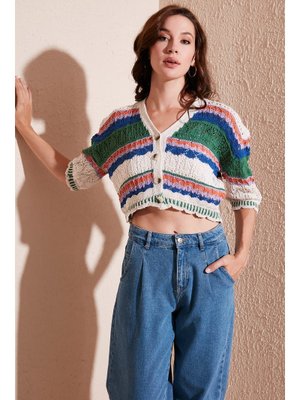 Ekru Yeşil Lela Hırka