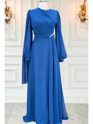 İndigo Feza Abiye Elbise