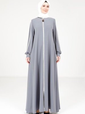 Gri Biye Detaylı Ferace Gri Biye Detaylı Ferace