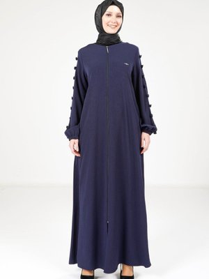 Lacivert Kolu Düğme Detaylı Ferace Lacivert Kolu Düğme Detaylı Ferace