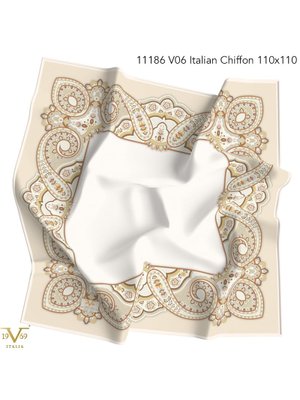 Vizon Desenli İtalyan Şifon Seri Eşarp Askısı İle Birlikte 110x110 Cm