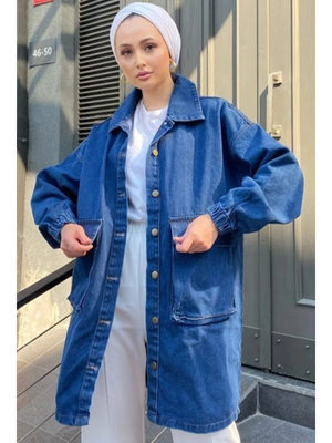 Mavi Oversize Cepli Kot Ceket