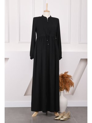 Siyah Büzgülü Kol Lastikli Ferace Siyah Büzgülü Kol Lastikli Ferace