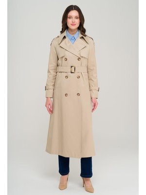 Bej Reglan Kol Apolet Ve Pelerin Detaylı Su İtici Özellikli Trençkot