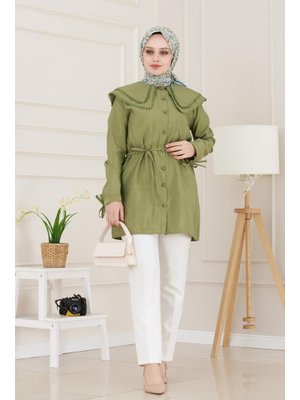 Yeşil Çift Yaka Dantelli Tunik Yeşil Çift Yaka Dantelli Tunik