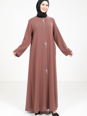 Kahve Yaprak Detaylı Ferace