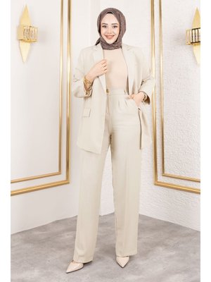 Bej Premium Blazer Takım