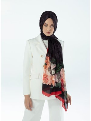 Çiçekli Desen Pavia Seri Şal Askısı İle Birlikte 90x200 Cm Siyah Turuncu Yeşil Çiçekli Desen Pavia Seri Şal Askısı İle Birlikte 90x200 Cm Siyah Turuncu Yeşil
