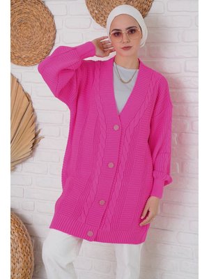 A.fuşya Triko Hırka