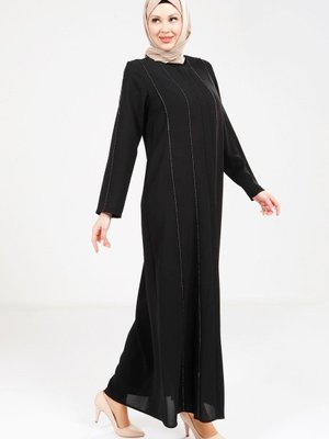 Siyah Şerit Taşlı Ferace Siyah Şerit Taşlı Ferace