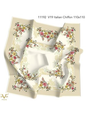 Bej Desenli İtalyan Şifon Seri Eşarp Askısı İle Birlikte 110x110 Cm