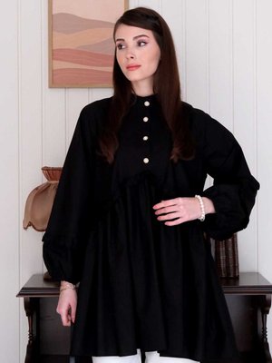 Siyah İnci Detaylı Robalı Tunik