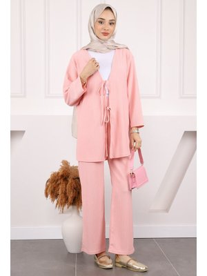 Pudra Ön Bağlamalı Bürümcük Kimono Takım