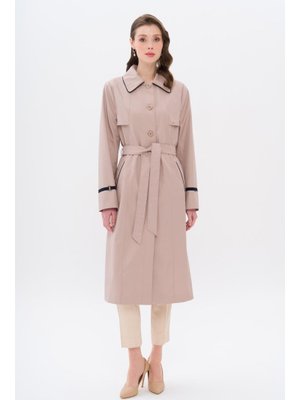 Gömlek Yaka Biye Ve Pelerin Detaylı Büyük Beden Trençkot A.kamel