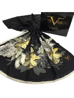 Çiçekli Desen Pavia Seri Şal Askısı İle Birlikte 90x200 Cm Siyah Krem Çiçekli Desen Pavia Seri Şal Askısı İle Birlikte 90x200 Cm Siyah Krem