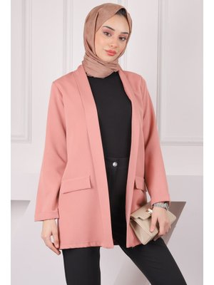 Pudra Şal Yaka Krep Ceket
