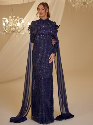 Lacivert Hafsa Abiye Elbise