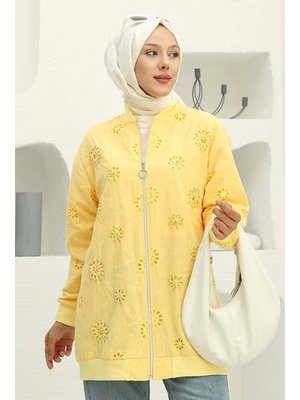 Sarı Taş İşlemeli Brode Hırka