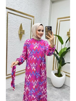 Fujya Zikzak Desenli Viscon Elbise Fujya Zikzak Desenli Viscon Elbise