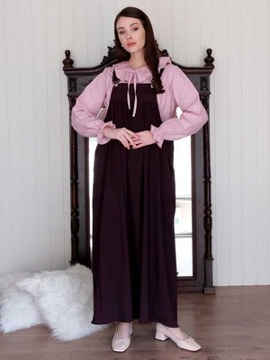 Mürdüm Fırfır Jile & Klasik Yaka Crop Gömlek Takım