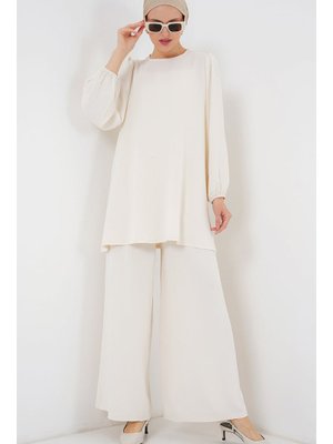 Ekru Ayrobin Tunik Pantolon Alt Üst Takım Ekru Ayrobin Tunik Pantolon Alt Üst Takım