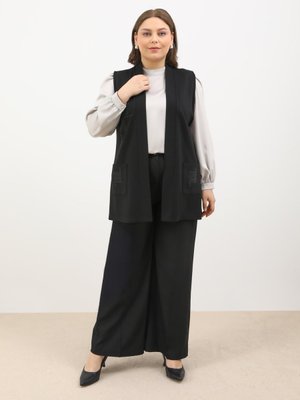 Siyah Kısa Boy Bayan Yelek