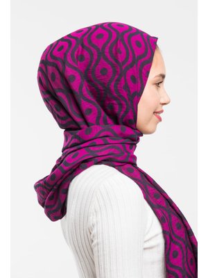 Helezon Desen Jakarlı Modal Seri Şal Askısı İle Birlikte 75x200 Cm Fuşya Siyah Helezon Desen Jakarlı Modal Seri Şal Askısı İle Birlikte 75x200 Cm Fuşya Siyah