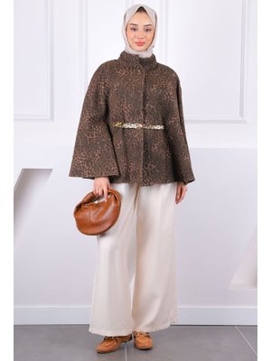 Kahverengi Leopar Desenli Bel Kemerli Panço
