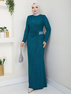 Petrol İkra Abiye Elbise