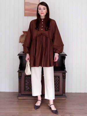 Acı Kahve İnci Detaylı Robalı Tunik