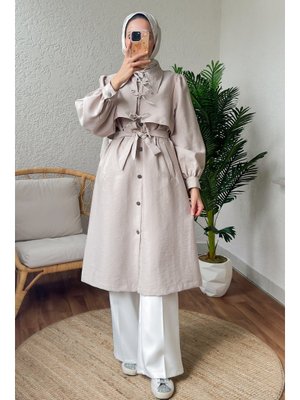 Taş Rengi Bolero Detaylı Trençkot