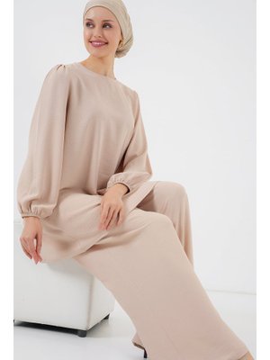 Krem Ayrobin Tunik Pantolon Alt Üst Takım Krem Ayrobin Tunik Pantolon Alt Üst Takım