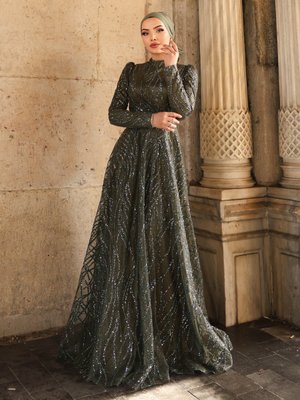 Haki Kartopu Abiye Elbise Haki Kartopu Abiye Elbise