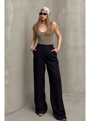 Siyah Yüksek Bel Bol Paça Palazzo Pantolon