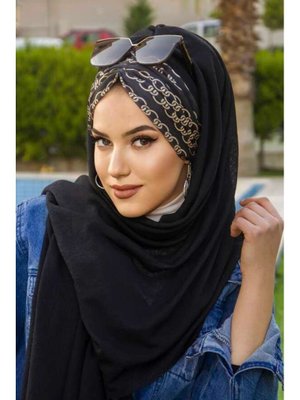 Zincir Desenli Büzgülü Hazır Şal