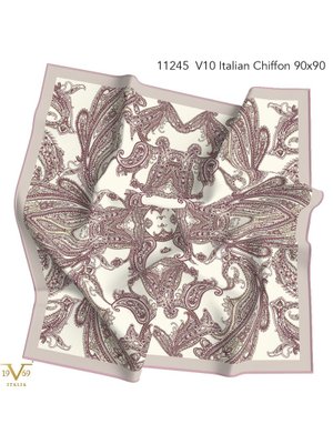 Desenli İtalyan Şifon Eşarp Askısı İle Birlikte 110x110 Cm Gül Kurusu