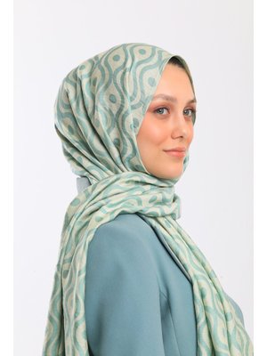 Helezon Desen Jakarlı Modal Seri Şal Askısı İle Birlikte 75x200 Cm Krem Mint Helezon Desen Jakarlı Modal Seri Şal Askısı İle Birlikte 75x200 Cm Krem Mint